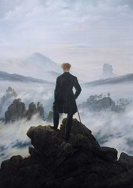 Wanderer above the Sea of Fog, david caspar friedrich painting