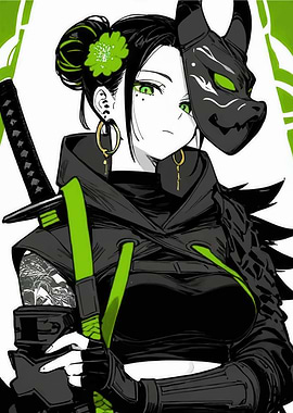 Anime Girl with Mask and Sword