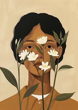 Woman with Flowers Portrait