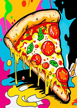Colorful Pizza Slice Illustration