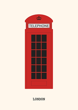 Red Telephone Booth London Minimalist