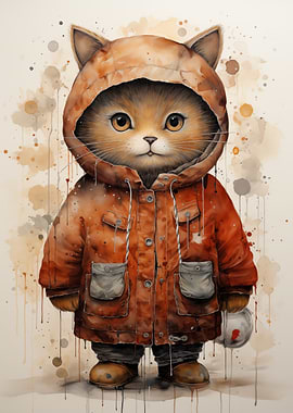 Cat in a Hooded Jacket