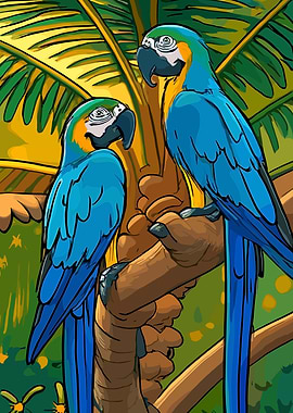 Two Macaws on a Branch