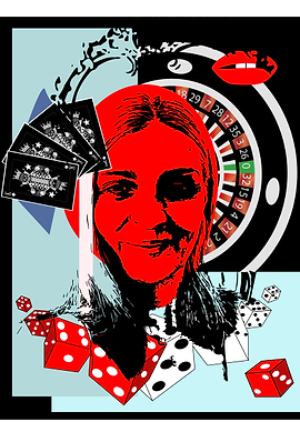 Casino Collage with Woman and Dice