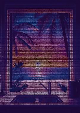 ASCII Vaporwave Sunset
