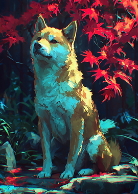 Shiba Inu in Autumnal Setting