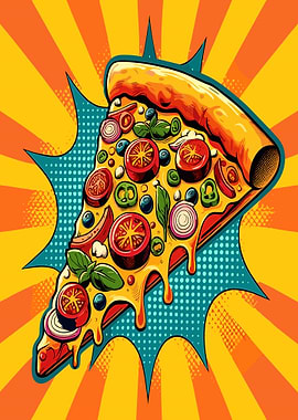 Pop Art Pizza Slice Illustration