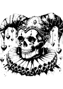 Skull Jester with Hearts