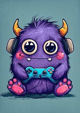 Cute Purple Monster Gamer
