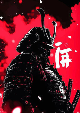 Samurai Warrior in Black Armor