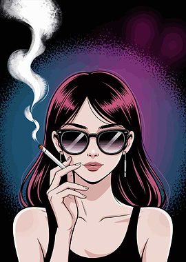 Woman with cigarette in digital art