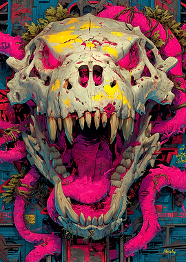 Roar of the Forgotten Beast – Expressionist Fury Skull