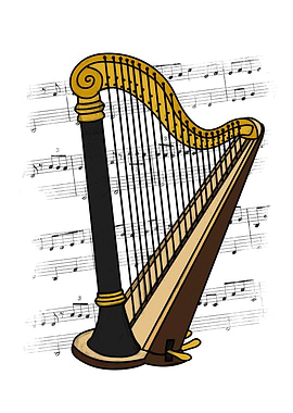 Harp Music Notation Harpist String Musician