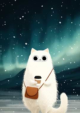 Cat Coffee Aurora Borealis