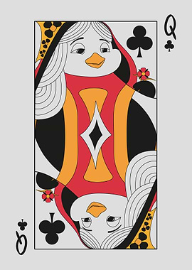 Penguin Playing Cards: Queen of Clubs