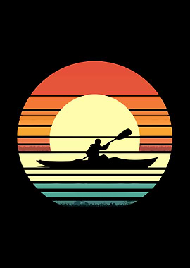 Kayaking at Sunset Retro Style