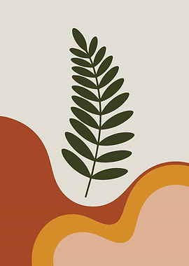 Minimalist Leaf and Abstract Shapes Art