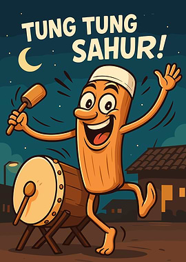 Tung Tung Sahur Cartoon Illustration