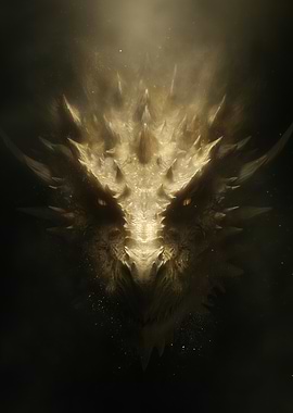 Golden Dragon Head Portrait