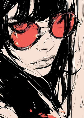 Woman with Red Sunglasses Illustration