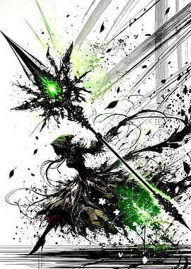 Hooded Figure with Glowing Staff