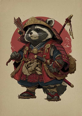 Samurai Raccoon Warrior