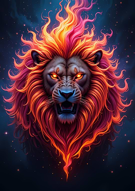 Fiery Lion Portrait