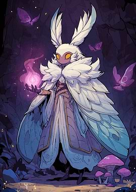 Moth creature with magic in forest