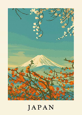 Japan Travel Poster: Mount Fuji