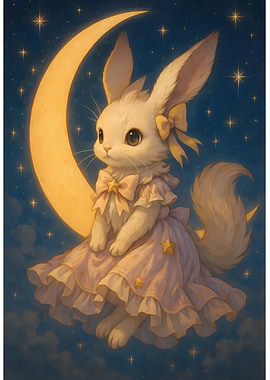 Cute Bunny on the Moon