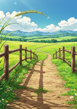 Landscape with Path and Fence