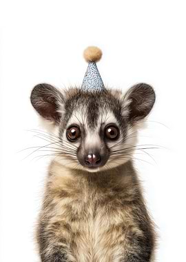 Cute Ringtail with Party Hat