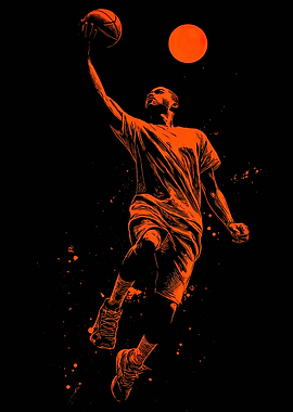 Basketball Player Orange Illustration