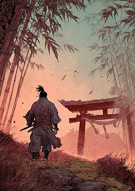 Samurai at Torii Gate