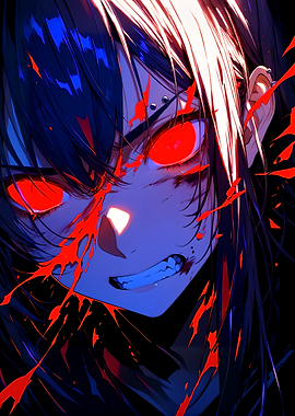 Anime Girl with Red Eyed Rage