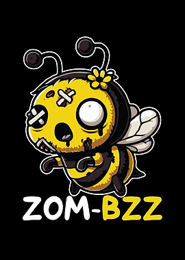 Zom-bzz Funny Bee As A Zombie Pun