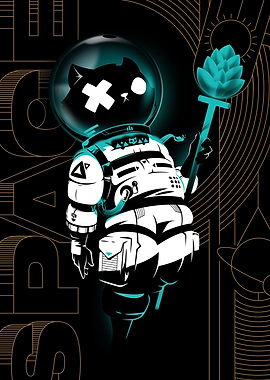 Cat Astronaut in Space