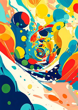 Colorful Abstract Swirl with Circles