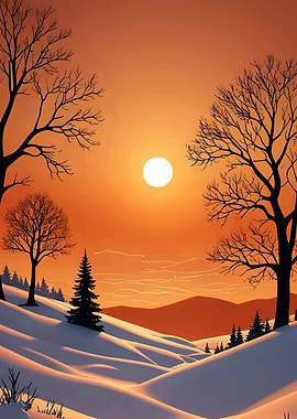 Winter Sunset Landscape