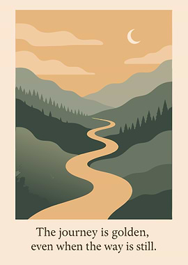 Golden Journey Landscape Illustration
