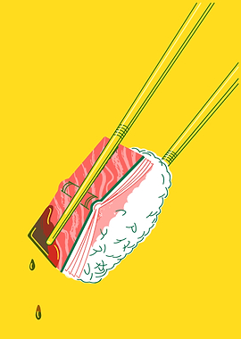 Sushi Book with Chopsticks Illustration