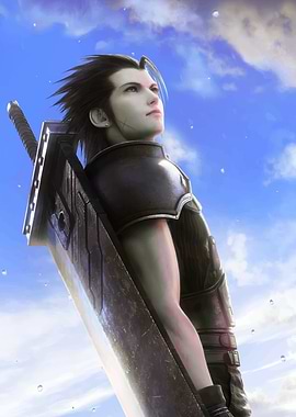 Zack Fair looking up at the sky