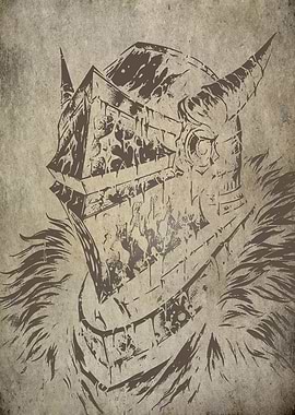 Horned Knight Helmet Illustration