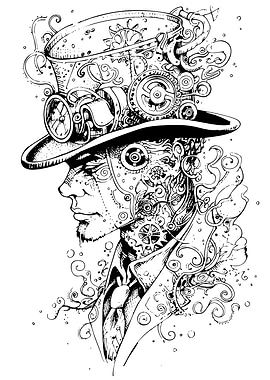 Steampunk Man with Hat Illustration