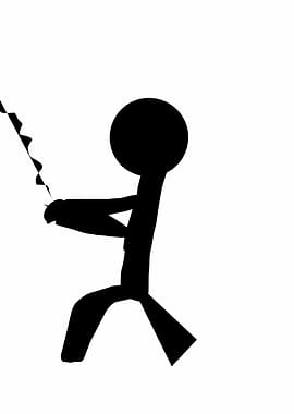 Stick Figure Swinging on Rope