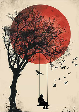 Silhouette of a Person on Swing