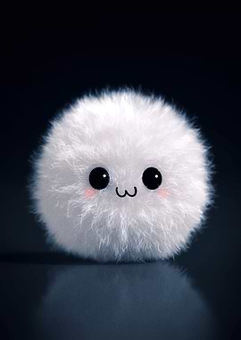 Cute Fluffy Ball with Face