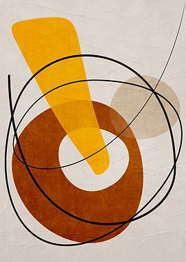 Abstract geometric shapes art with black lines