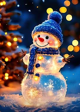 Glowing Snowman in Winter Wonderland