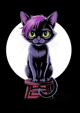 Punk Cat on Stool